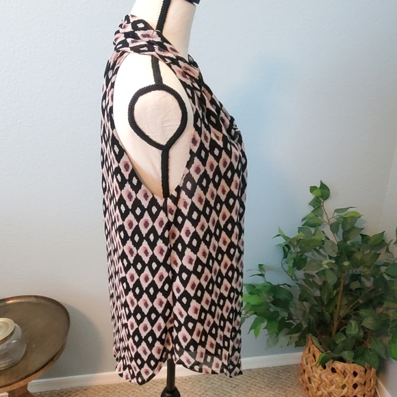 DANIEL RAINN sleeveless tunic diamond pattern pink black women's size small - Picture 3 of 10